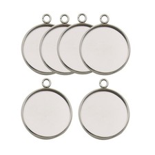 20 Pcs Fit 25mm Stainless Steel Round Blank Bezel Pendant Trays Base Cabochon...