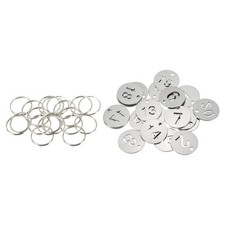 Number Key Tag, 23mm Stainless Steel 1-20 ID Number Tag with Ring, Silver Tone