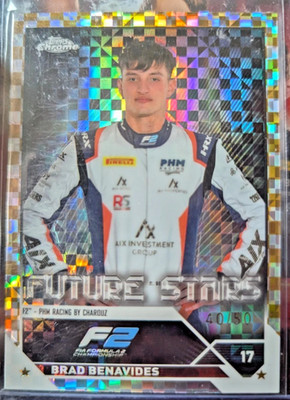 2023 Topps Chrome Formula 1 F2 Brad Benavides #89 Gold Checkered Flag 40/50