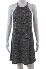 Michael Michael Kors Womens Floral Print Dress Black White Size Extra Small