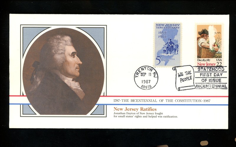 US FDC #2338 Fleetwood Special 1987 Trenton NJ New Jersey Statehood Combo #1247