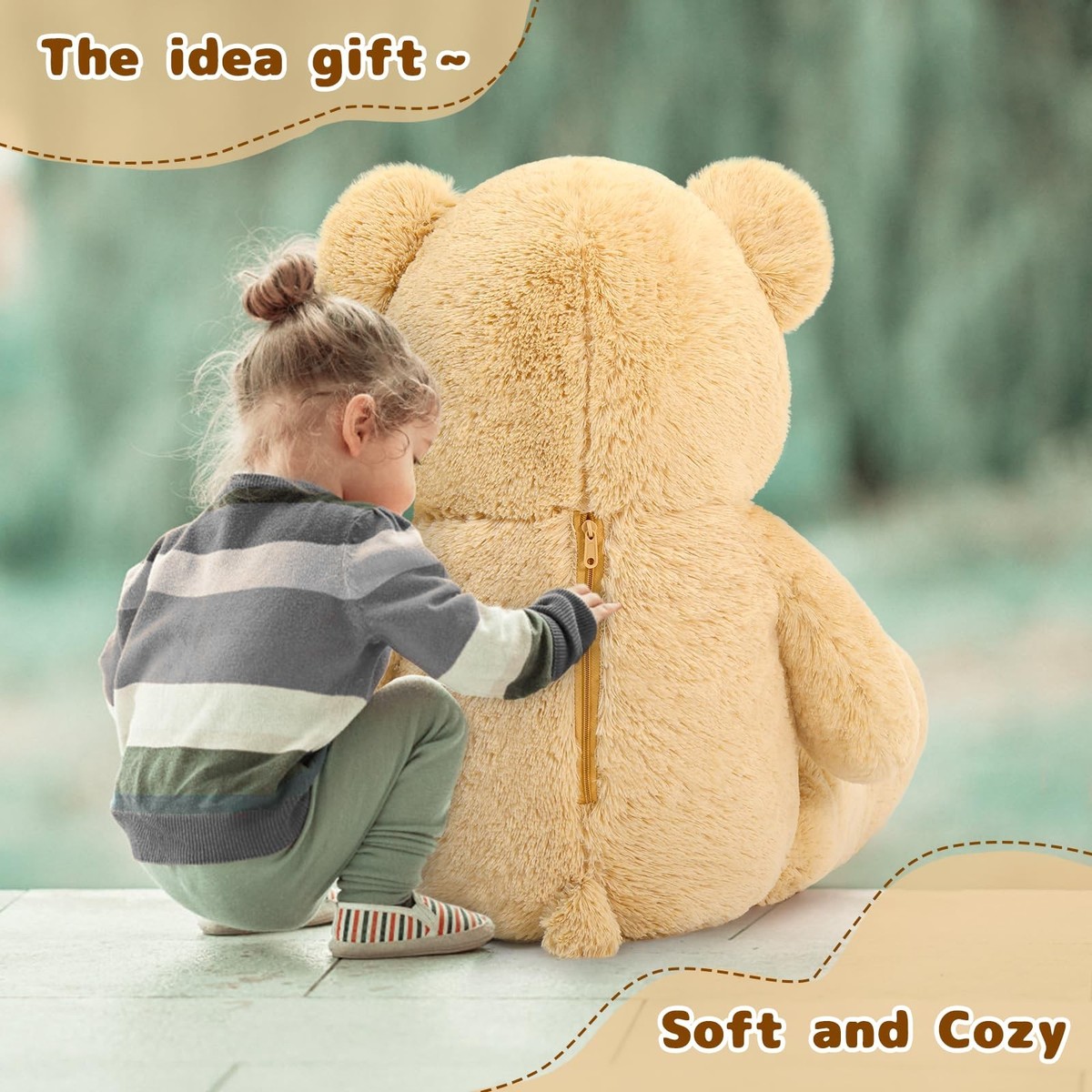 Maogolan Giant Big Teddy Bear 4 Feet 47 Inch Life Size Tan Plush