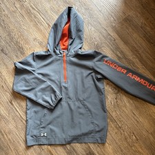 Under Armour Boys Spring Pullover Jacket Gray Orange Size YMD