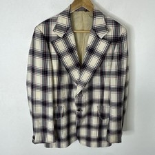 VTG 70s Plaid Sport Coat Men  s 40 Blazer Jacket WKRP Herb Style Wool Blend