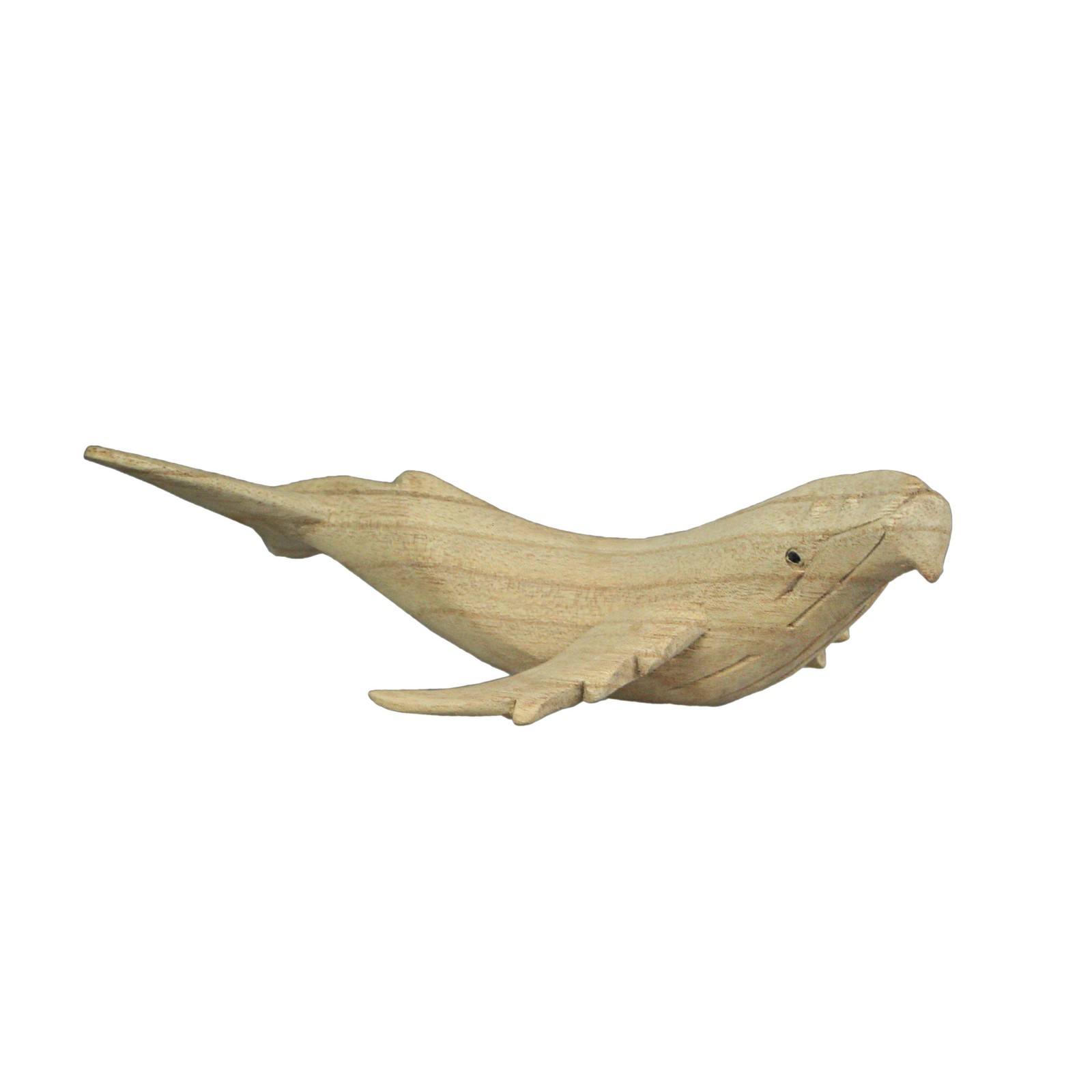 8" Hand Carved Humpback Whale Wooden Sculpture – Nautical Ocean Decor Figurine