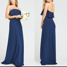 Show Me Your Mumu Monaco Ruffle Gown XS Strapless Sleek Fitting Evening Dress