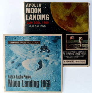 3x VIEW MASTER 3D REEL ⭐ APOLLO MOON LANDING 1969 ⭐ NASA Space Center Project