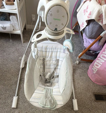 Ingenuity Infant Baby Swing w/ Music  Timer, Gray White Mint Green