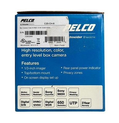 Pelco C20-CH-6 High Resolution Color Entry Level Box Camera Schneider Electric