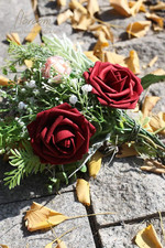 Artificial Flowers 25pcs Real Looking Burgundy Foam Fake Roses with Stems for...