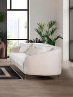 Sofa 3 Sitzer Textil Sofas Couch Polster MöBel Moderner Dreisitzer Beige Samt