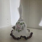 Fenton Signed Bell Hand Painted Purple Flower M. Kibbe