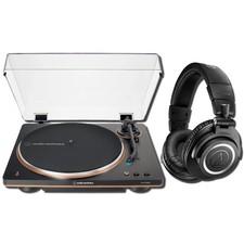 Audio-Technica AT-LP70XBT-BZ Bronze BT Turntable w/ ATH-M50xBT2 Headphones