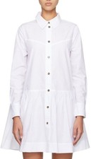 Ganni poplin cotton shirt dress ruffle Hem 36 4 Button Up Classic Office Casual