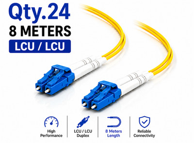 (24) 8 Meter LC/UPC - LC/UPC Duplex Fiber Patch Jumper OS2 SMF Singlemode Cable