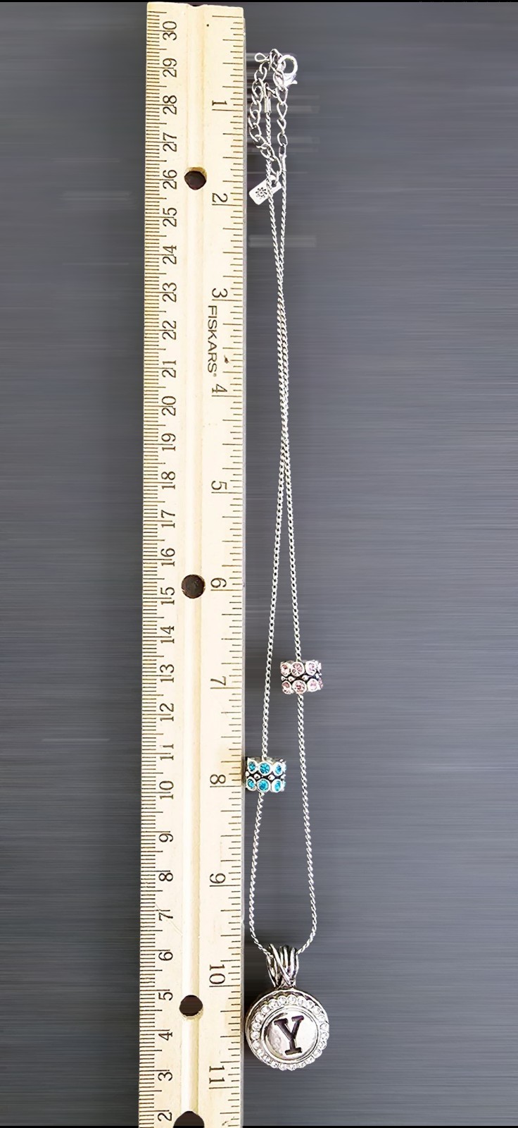 Ginger Snap Silver Necklace "Y" Initial Snap Pend… - image 5