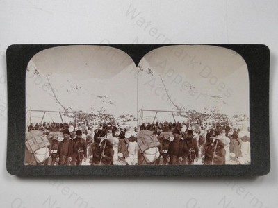 Klondike Goldrausch Prospektoren Chilkoot Pass Schnee Berg Stereoview Foto