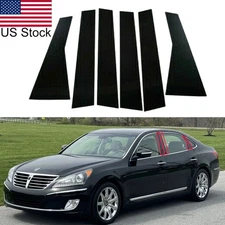 For Hyundai Equus 11-15 6Pcs Glossy Black Pillar Posts Window Door Trim Covers 