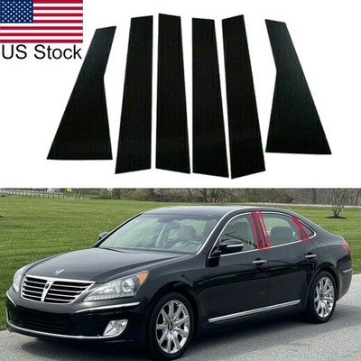 For Hyundai Equus 12-14 6Pcs Glossy Black Pillar Posts Window Door Trim Covers