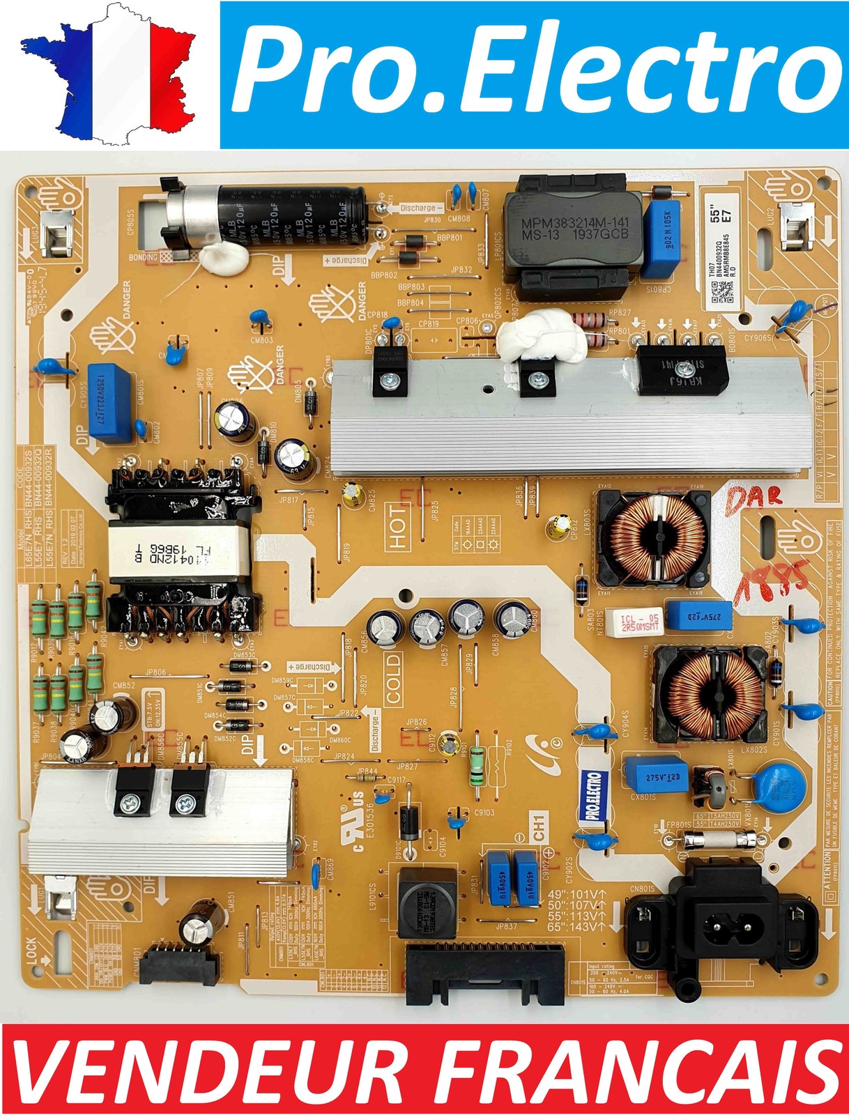 BN44-00932Q alimentation TV SAMSUNG haute durabilité pour châssis L55E7_RHS