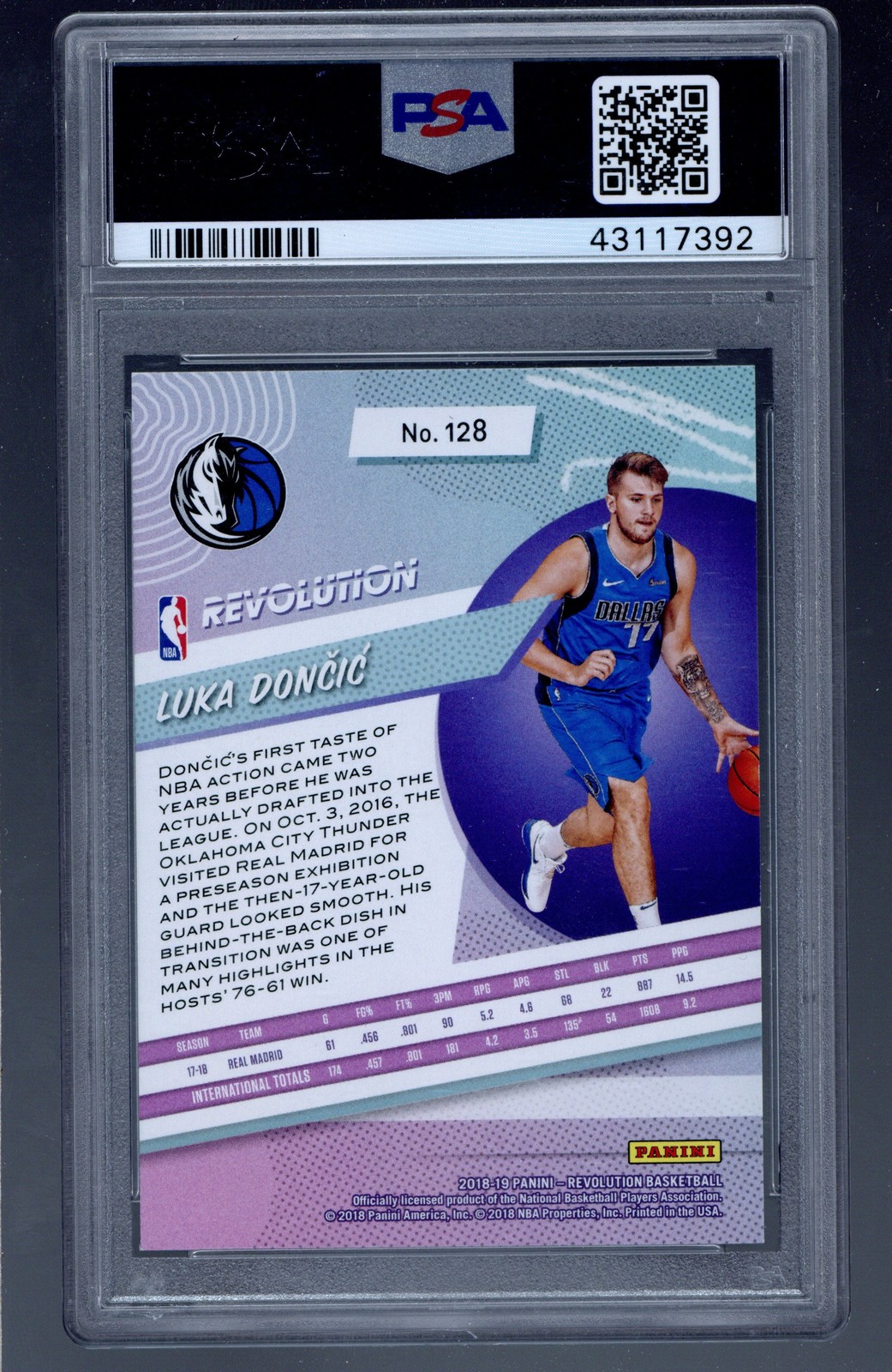 2018-19 Panini Revolution #128 Luka Doncic ROOKIE RC PSA 10 view 2