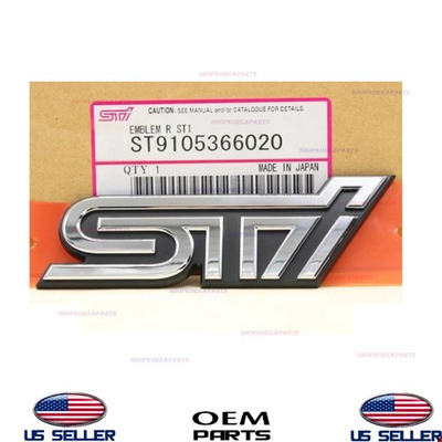 #ad #ad Genuine OEM Rear Emblem Logo STI Silver Black Chrome JDM Subaru ST9105366020 $42.89