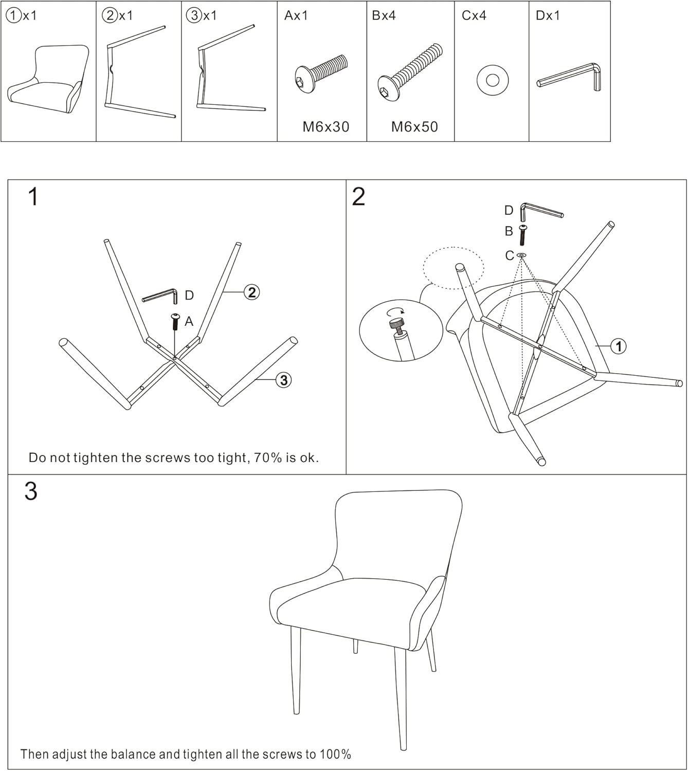 Mid Century Modern Leisure Upholstered Metal Legs for Kitchen Living Room Dining