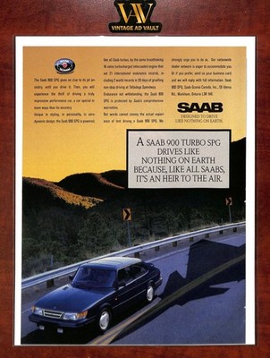 Saab 900 Turbo SPG Vintage Print Ad - It's An Heir To The Air