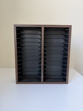Vintage Faux Wood 24 Slot Cassette Tape Storage Holder Wall Rack Display Case