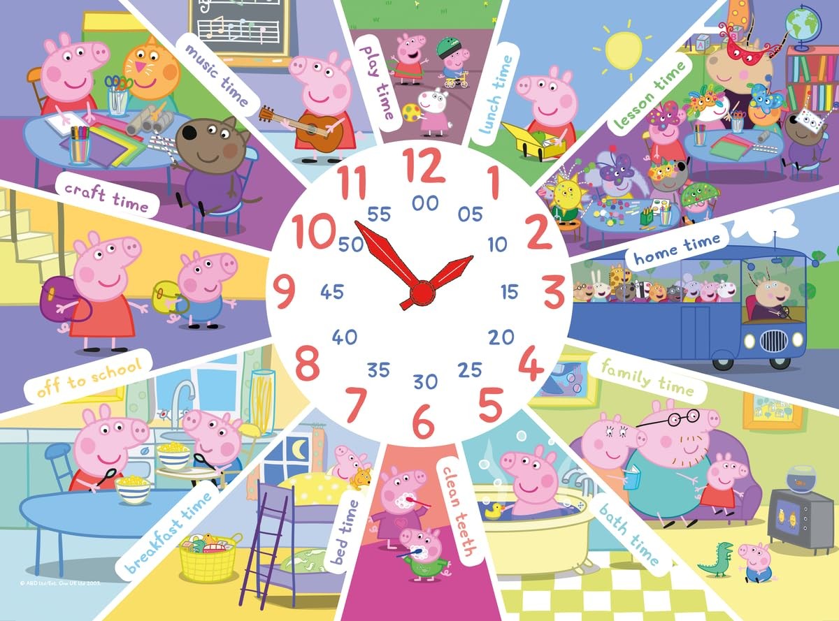 Ravensburger Peppa Pig Tell The Time 60 Piece Clock Jigsaw Puzzle for Kids Age 4