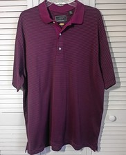 Greg Norman Play Dry Golf Polo Shirt XL Burgundy Black Stripes Performance