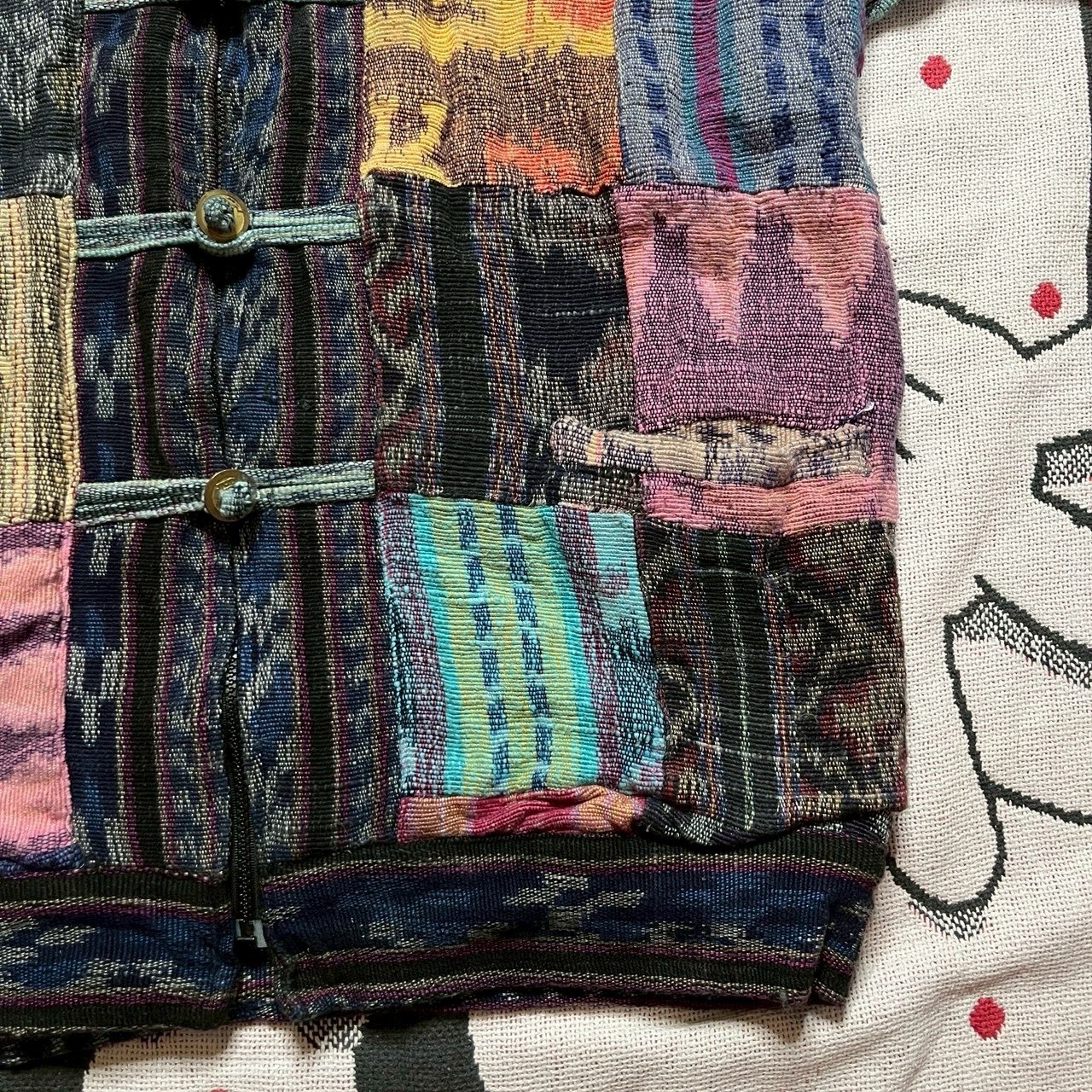 Vintage China Button Patchwork Cotton Jacket Coog… - image 5