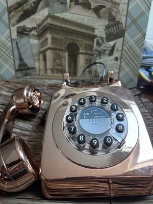 746 Phone Nineteen Sixties Design Classic Rotary Dial Desk Landline Phone Bronze