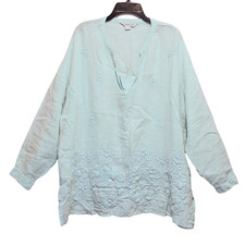 Coldwater Creek Womens Light Blue Linen Embro...