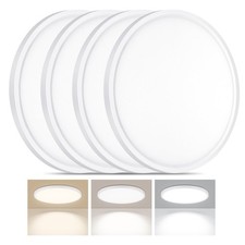 4 Pack LED Flush Mount Ceiling Light, 24W Ultra Thin Round White 3000k/4000k/...