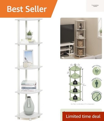 Turn-N-Tube Corner Shelf, 5-Tier Corner Bookshelf, Open Storage Shelves, for ...
