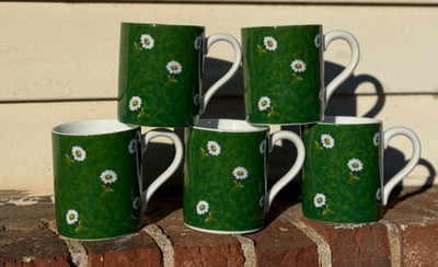 Konitz Bonjour Coffee Mug Set of 5 Chamomiles Pattern Porcelain Tea Cup Germany
