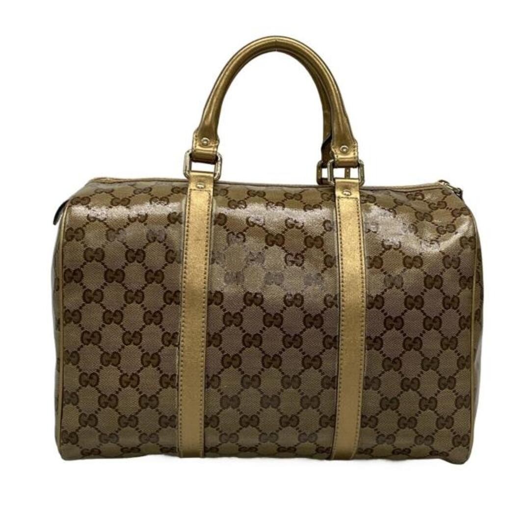 GUCCI Crystal GG Handbag Dark Brown Leather Gold Used thumbnail 4