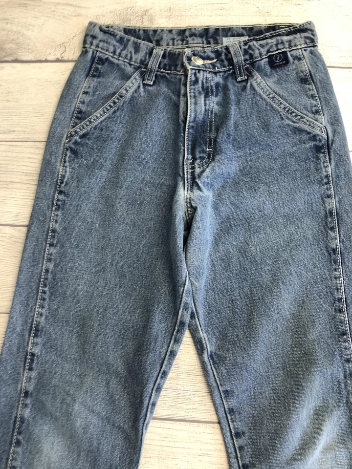 Jordache Jeans Girls Youth Size 12 Blue Denim Pink Embroidered Flowers 90s Y2K - Image 2 of 4