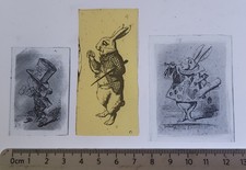stained glass 3 Alice In Wonderland pieces reclaimed old window fragments