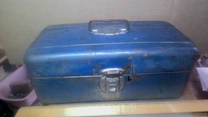 1950s Union Steel Utility Tool Chest blue paint antique vintage old
