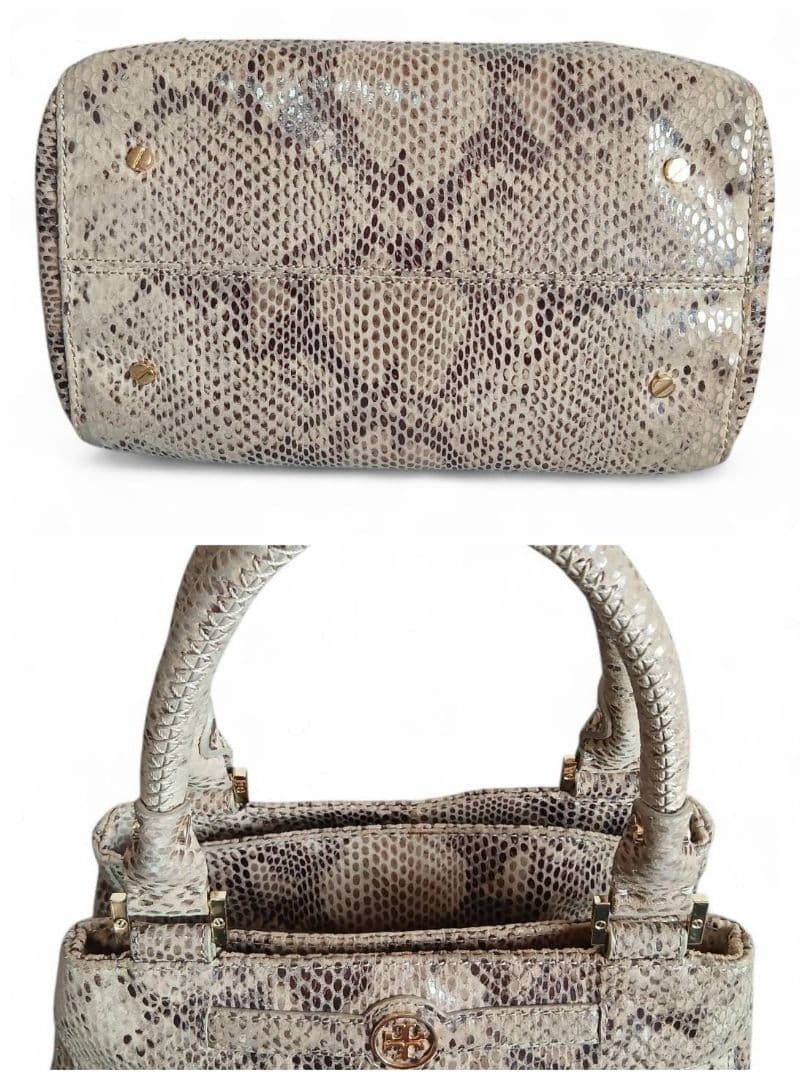 TORY BURCH python pattern tote handbag beige - image 4