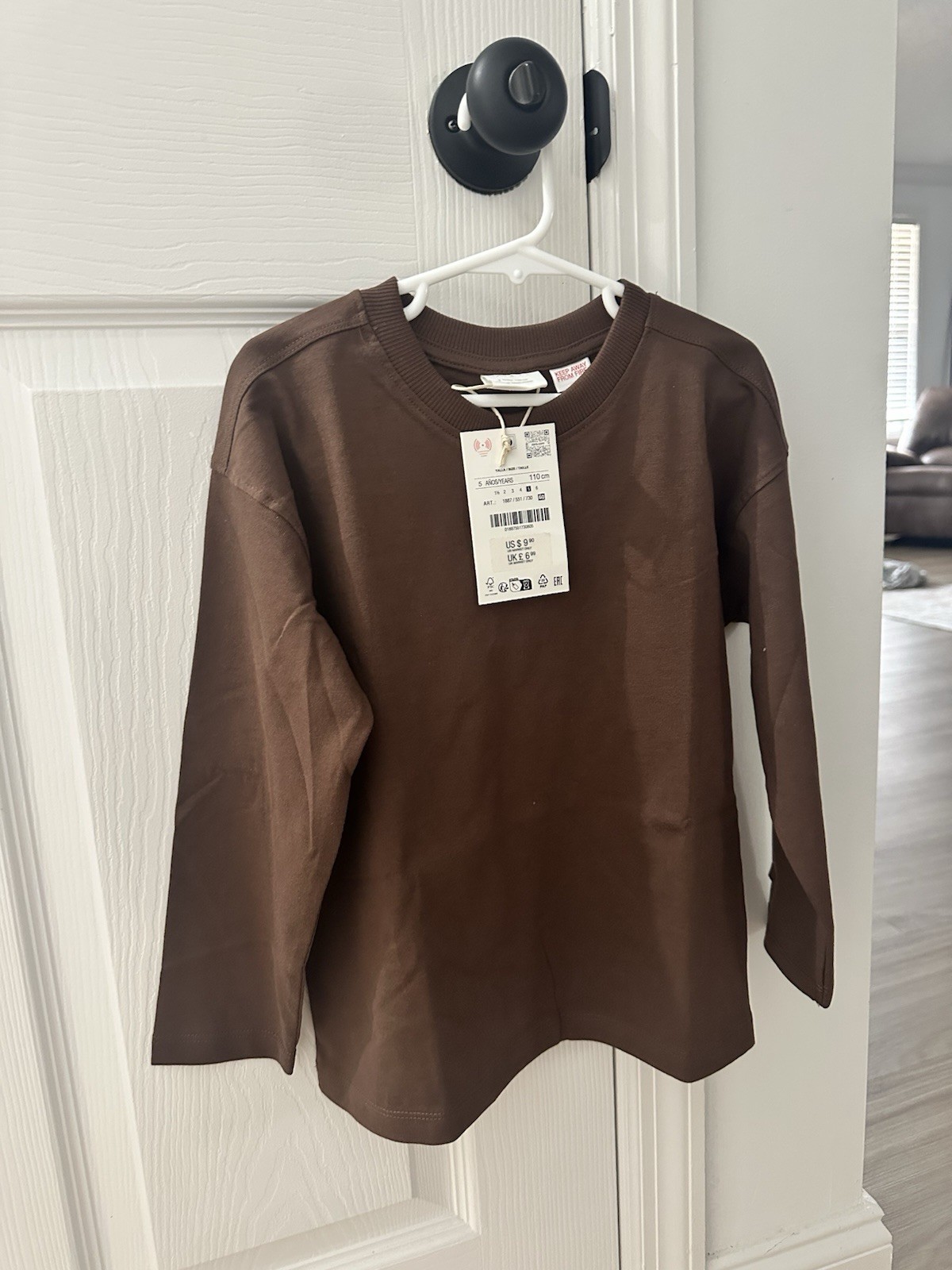 Zara Toddler 5T Brown Long Sleeve Tee 