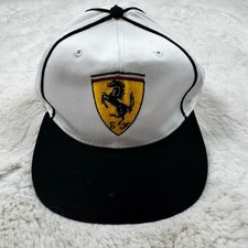 Vintage 90s Ferrari Scuderia Snapback Hat ADM Motor Sportswear USA Made Black