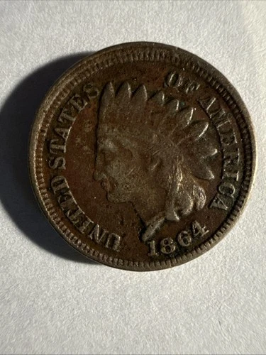1864 Bronze Indian Head Cent Fine Condition Nice Coin