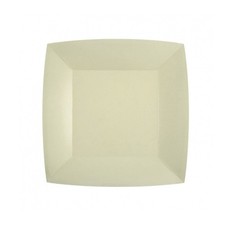 10 ASSIETTES CARTON BIO CARRÉES 23CM SABLE