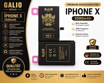 iPhone X Ersatzakku 3500mAh GALIO Premium Akku Batterie Li-Ion Neu | CE-RoHS