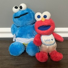 Sesame Street Cookie Monster Baby Elmo Plush Seasame Beginnings Hasbro Softies