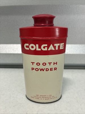 Vtg. Colgate Tooth Powder 4 oz Metal Tin Collectible SOME POWDER STILL IN IT