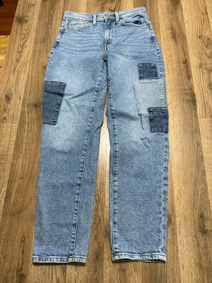 Sonoma Jeans, Women's Size 2, Blue, Denim, Patches, Boyfriend 36'' Length